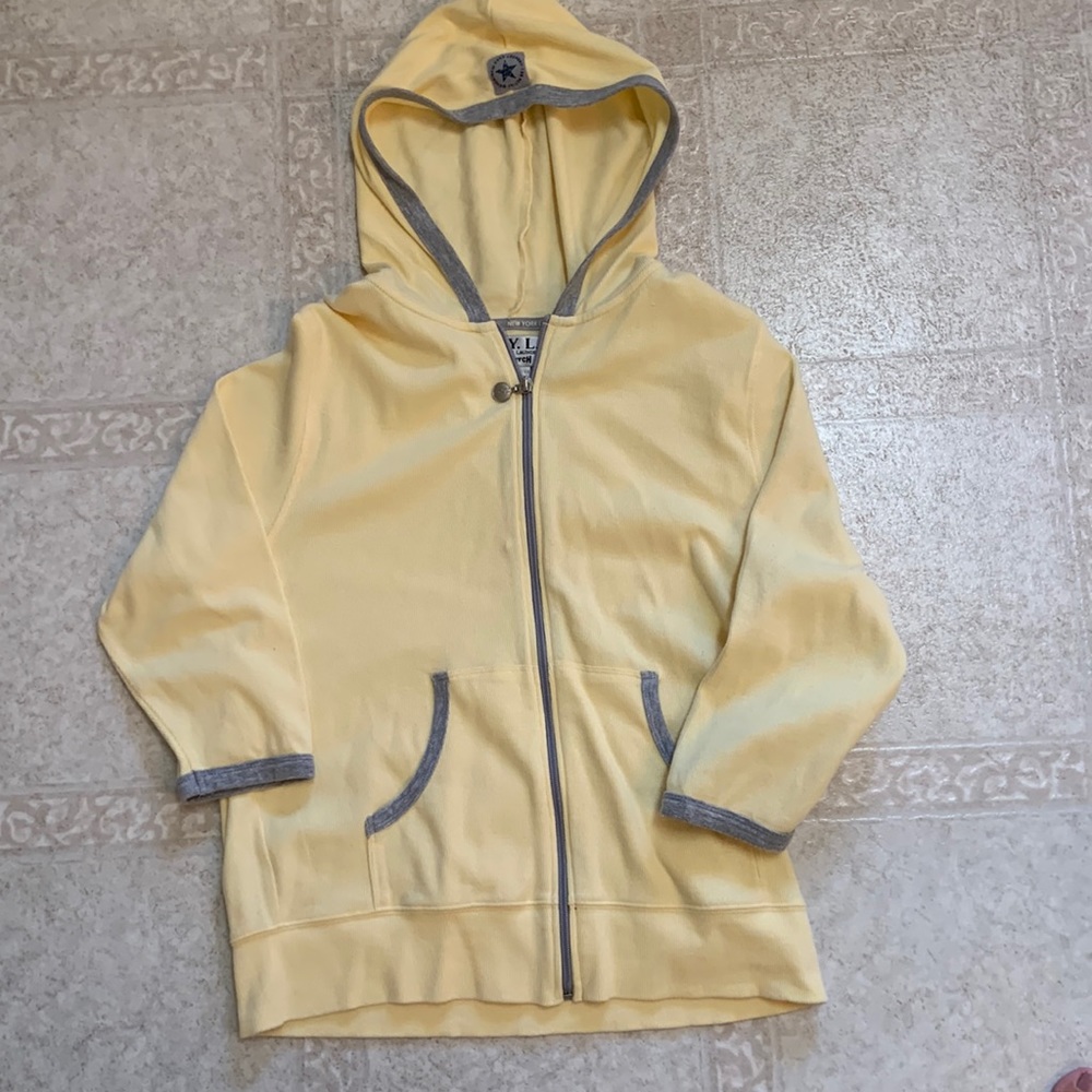 New York Laundry womens size L, 3 quarter length sleeve zip up hoodie, EUC
